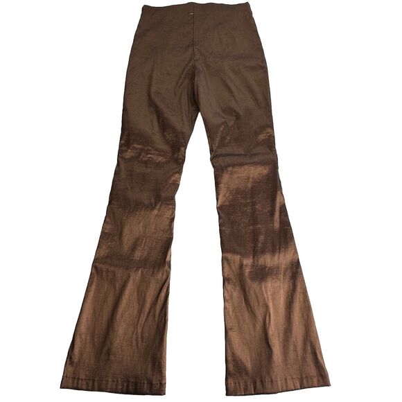 Hosbjerg x Free People Elora Metallic Walnut High Waist Split Hem Pants Size L - Picture 6 of 16